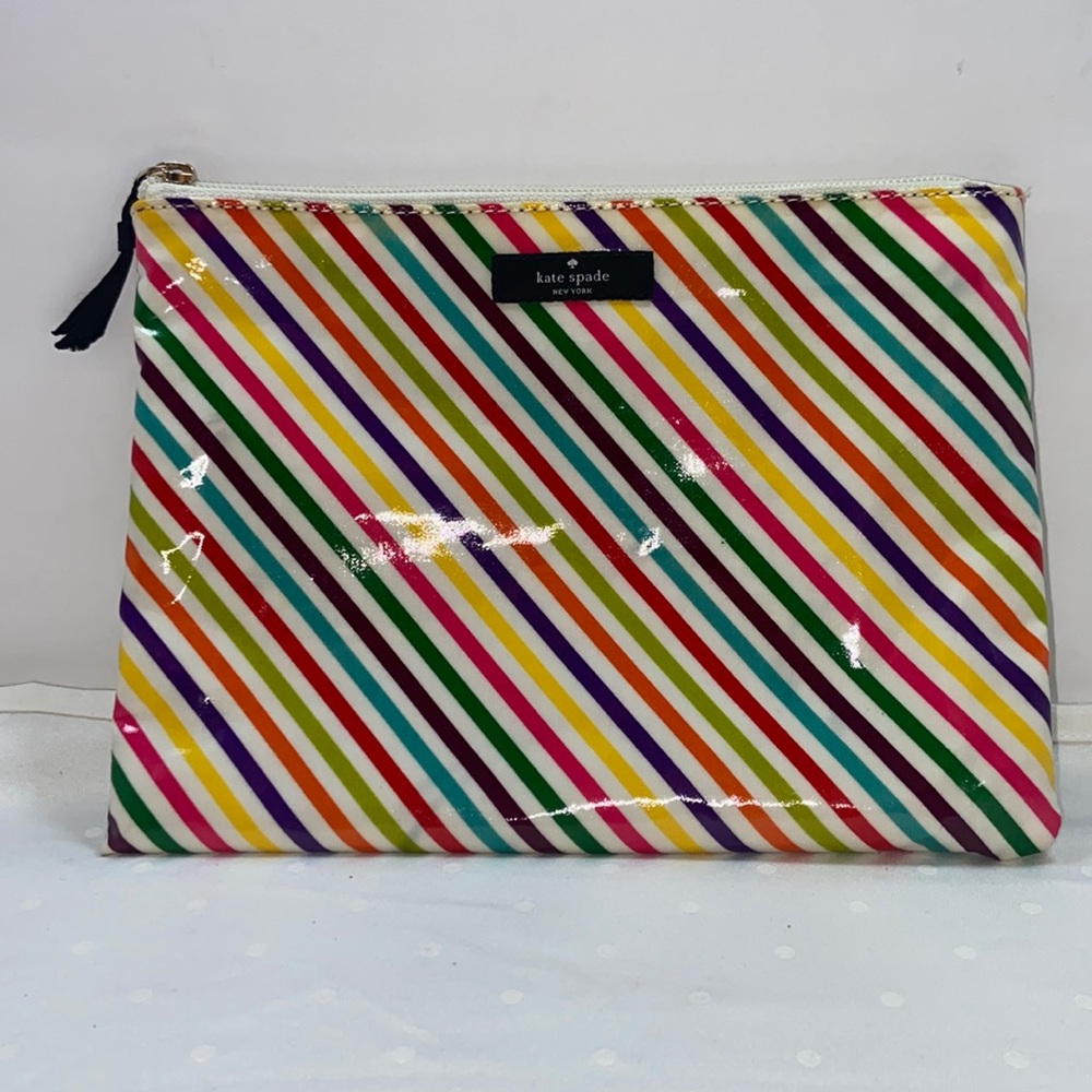 Authentic kate spade Rainbow Striped Cosmetic Bag